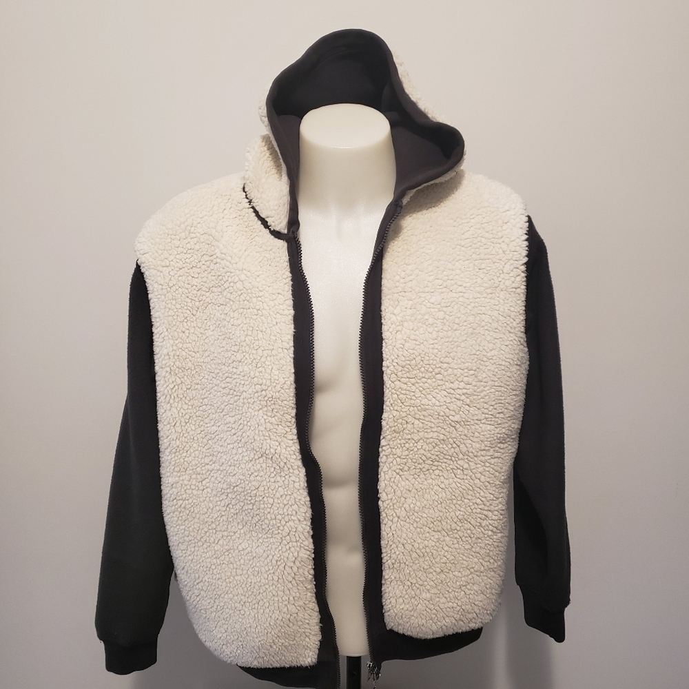 Abercrombie & Fitch Y2K Men's Sherpa Lined Full Zip Gray Hooded Jacket Size M. - Picture 6 of 10